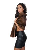 Stola in pelliccia di visone a pelle intera demi buff marrone con asola grande di chiusura lunga 148 centimetri Kopenaghen Furs - immagine 2