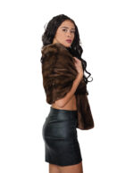 Stola in pelliccia di visone a pelle intera demi buff marrone con asola grande di chiusura lunga 148 centimetri Kopenaghen Furs - immagine 3