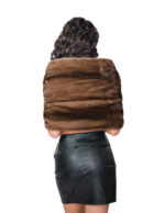 Stola in pelliccia di visone a pelle intera demi buff marrone con asola grande di chiusura lunga 148 centimetri Kopenaghen Furs - immagine 5