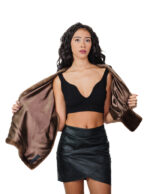 Stola in pelliccia di visone a pelle intera demi buff marrone con asola grande di chiusura lunga 148 centimetri Kopenaghen Furs - immagine 6