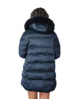 Piumino colore blu 50 eco pelliccia cappuccio e polsi tasche chiusura zip colletto alto manica lunga - immagine 5