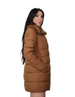 Piumino con vera pelliccia di lapin marrone 46 imbottito con chiusura zip tasche esterne tasca interna zip 84 centimetri - immagine 3