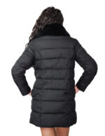 Piumino con vera pelliccia di lapin nero 42 imbottito con chiusura zip tasche esterne tasca interna zip 84 centimetri - immagine 5