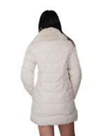 Piumino con vera pelliccia di lapin beige 44 imbottito con chiusura zip tasche esterne tasca interna zip 84 centimetri - immagine 5