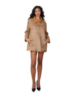 Cappotto reversibile eco montone marrone 48 chiusura bottoni clip lato pelo e lato pelle tasche zip e boccale - immagine 4