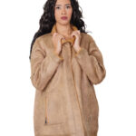 Cappotto reversibile eco montone marrone 48 chiusura bottoni clip lato pelo e lato pelle tasche zip e boccale