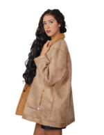Cappotto reversibile eco montone marrone 48 chiusura bottoni clip lato pelo e lato pelle tasche zip e boccale - immagine 3