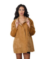 Cappotto reversibile eco montone marrone 48 chiusura bottoni clip lato pelo e lato pelle tasche zip e boccale - immagine 7