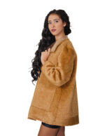Cappotto reversibile eco montone marrone 48 chiusura bottoni clip lato pelo e lato pelle tasche zip e boccale - immagine 9