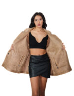 Cappotto reversibile eco montone marrone 48 chiusura bottoni clip lato pelo e lato pelle tasche zip e boccale - immagine 12