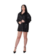 Cappotto reversibile eco montone nero 48 chiusura bottoni clip lato pelo e lato pelle tasche zip e boccale - immagine 4