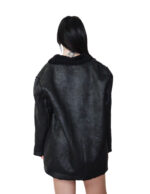 Cappotto reversibile eco montone nero 48 chiusura bottoni clip lato pelo e lato pelle tasche zip e boccale - immagine 5