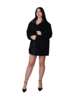 Cappotto reversibile eco montone nero 48 chiusura bottoni clip lato pelo e lato pelle tasche zip e boccale - immagine 10