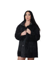 Cappotto reversibile eco montone nero 48 chiusura bottoni clip lato pelo e lato pelle tasche zip e boccale - immagine 7