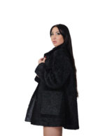 Cappotto reversibile eco montone nero 48 chiusura bottoni clip lato pelo e lato pelle tasche zip e boccale - immagine 9