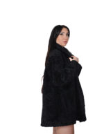 Cappotto reversibile eco montone nero 48 chiusura bottoni clip lato pelo e lato pelle tasche zip e boccale - immagine 8