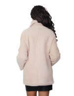 Cappotto 76 cm montone dentro pelo e fuori pelle scamosciata 42 beige alba chiusura bottoni clip reversibile tasche esterne - immagine 4