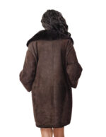 Cappotto 92 centimetri testa di moro 52 pelliccia montone pelle fuori pelliccia dentro petto e bavero chiusura bottoni - immagine 5