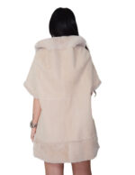 Mantella effetto campana montone 42 beige alba completamente reversibile manica corta chiusura bottoni clip - immagine 5