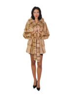 Cappotto in pelliccia pedigree e zibellino 46 beige sottocosto cappotto 84 centimetri petto e bavero - immagine 4
