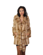 Cappotto in pelliccia pedigree e zibellino 46 beige sottocosto cappotto 84 centimetri petto e bavero
