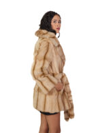 Cappotto in pelliccia pedigree e zibellino 46 beige sottocosto cappotto 84 centimetri petto e bavero - immagine 3