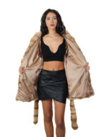 Cappotto in pelliccia pedigree e zibellino 46 beige sottocosto cappotto 84 centimetri petto e bavero - immagine 6