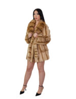 Cappotto in pelliccia pedigree e zibellino 48 beige sottocosto cappotto 84 centimetri petto e bavero - immagine 4