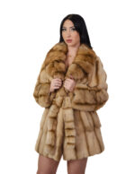 Cappotto in pelliccia pedigree e zibellino 48 beige sottocosto cappotto 84 centimetri petto e bavero