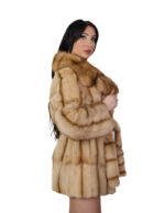 Cappotto in pelliccia pedigree e zibellino 48 beige sottocosto cappotto 84 centimetri petto e bavero - immagine 2