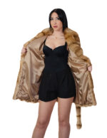 Cappotto in pelliccia pedigree e zibellino 48 beige sottocosto cappotto 84 centimetri petto e bavero - immagine 6