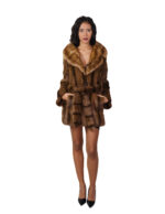 Cappotto in pelliccia pedigree e zibellino 46 marrone sottocosto cappotto 84 centimetri petto e bavero - immagine 4