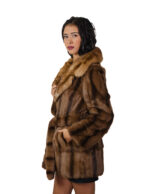 Cappotto in pelliccia pedigree e zibellino 46 marrone sottocosto cappotto 84 centimetri petto e bavero - immagine 2