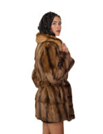 Cappotto in pelliccia pedigree e zibellino 46 marrone sottocosto cappotto 84 centimetri petto e bavero - immagine 3