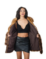 Cappotto in pelliccia pedigree e zibellino 46 marrone sottocosto cappotto 84 centimetri petto e bavero - immagine 6