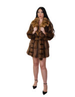 Cappotto in pelliccia pedigree e zibellino 48 marrone sottocosto cappotto 84 centimetri petto e bavero - immagine 4