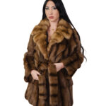 Cappotto in pelliccia pedigree e zibellino 48 marrone sottocosto cappotto 84 centimetri petto e bavero