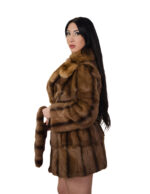 Cappotto in pelliccia pedigree e zibellino 48 marrone sottocosto cappotto 84 centimetri petto e bavero - immagine 2