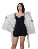 Cappotto 70 centimetri visone orizzontale panna 44 cappuccio con collo sciallato cintura esterna in pelliccia manica lunga chiusura ganci - immagine 6