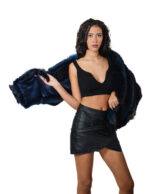 Blaue Fuchsstola mit blauem Satinfutter, Länge 150 cm, Bänder mit 44 cm hohem Verschluss – Bild 5