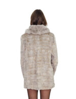 Cappotto petali visone 44 grigio collo italiano arricciato coulisse vita manica lunga chiusura ganci - immagine 5
