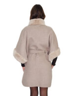 Mantella cashmere e pelliccia di rex 44 manica corta cintura interna in stoffa chiusura bottoni clip - immagine 5
