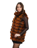 Smanicato volpe con cappuccio 42 arancione con tasche esterne e coulisse in vita esterna - immagine 3