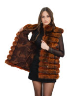 Smanicato volpe con cappuccio 42 arancione con tasche esterne e coulisse in vita esterna - immagine 6