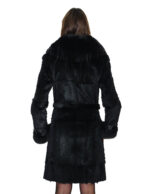 Cappotto nero piumino in rex con collo e polsi in volpe 44 nero maniche con fibbie in pelle ai polsi - immagine 5