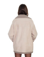 Cappotto 76 cm montone dentro pelo e fuori pelle scamosciata 44 grigio chiusura bottoni clip reversibile tasche esterne - immagine 5