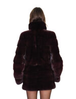 Cappottino 76 centimetri bordeaux visone 44 collo pistagna manica lunga orizzontale con spilla farfalle - immagine 5