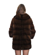 Sottocosto giacca in visone orizzontale demi 44 manica 3/4 scuro chiusura ganci fodera bicolore - immagine 5