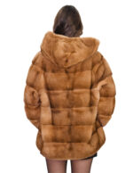 Giacca in visone gold 56 manica lunga chiusura ganci cappuccio foderato in pelli di visone orizzontale kopenaghen furs - immagine 5