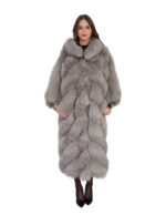 Cappotto in pelliccia di volpe lungo 122 centimetri manica a pipistrello grigio taglia unica dalla 42 alla 60 - immagine 4